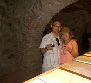 John Gamboa and his wife enjoying the wine at Castillo de Amorosa