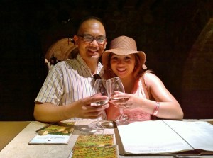John Gamboa and his wife enjoying the wine at Castillo de Amorosa