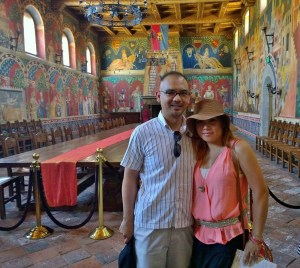 Shot of John Gamboa and his wife in the Castillo de Amorosa Dining Hall