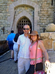 John Gamboa and his wife at the entrance of Castillo de Amorosa